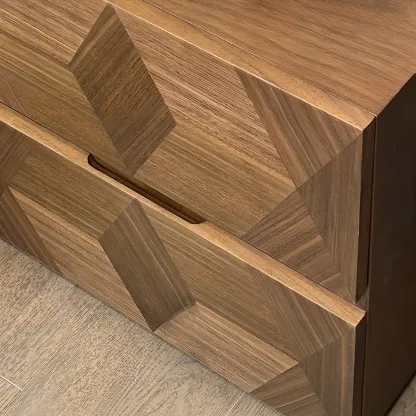 Elegant Nut Brown Narrow 2-drawer Wood Nightstand Image - 5