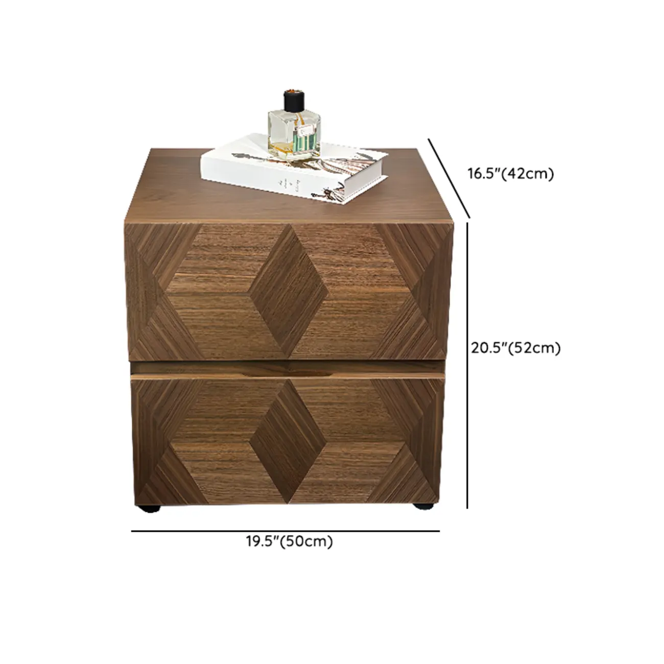 Elegant Nut Brown Narrow 2-drawer Wood Nightstand #size | homeyfad