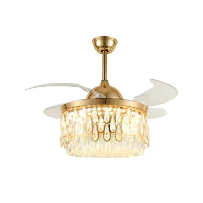 19-Inch Modern Gold Chandelier Fan for Living Room