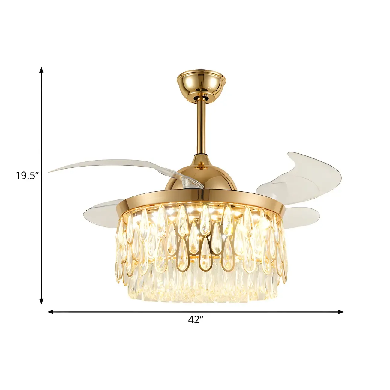 19-Inch Modern Gold Chandelier Fan for Living Room