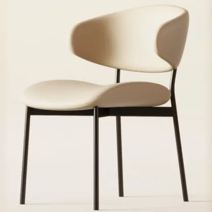Contemporary Upholstered Curved Armless Dining Chairs Image - 5