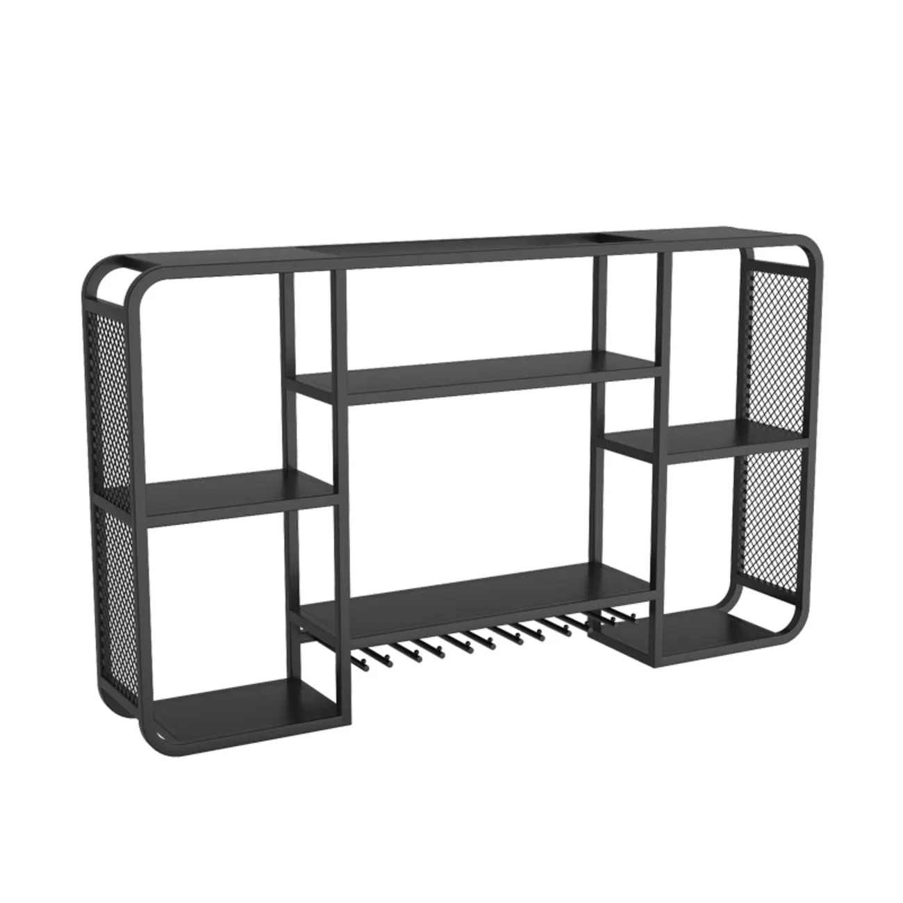 Alloy Wall Mount Wine Holder Bottle with Shelf Image - 6 | homeyfad