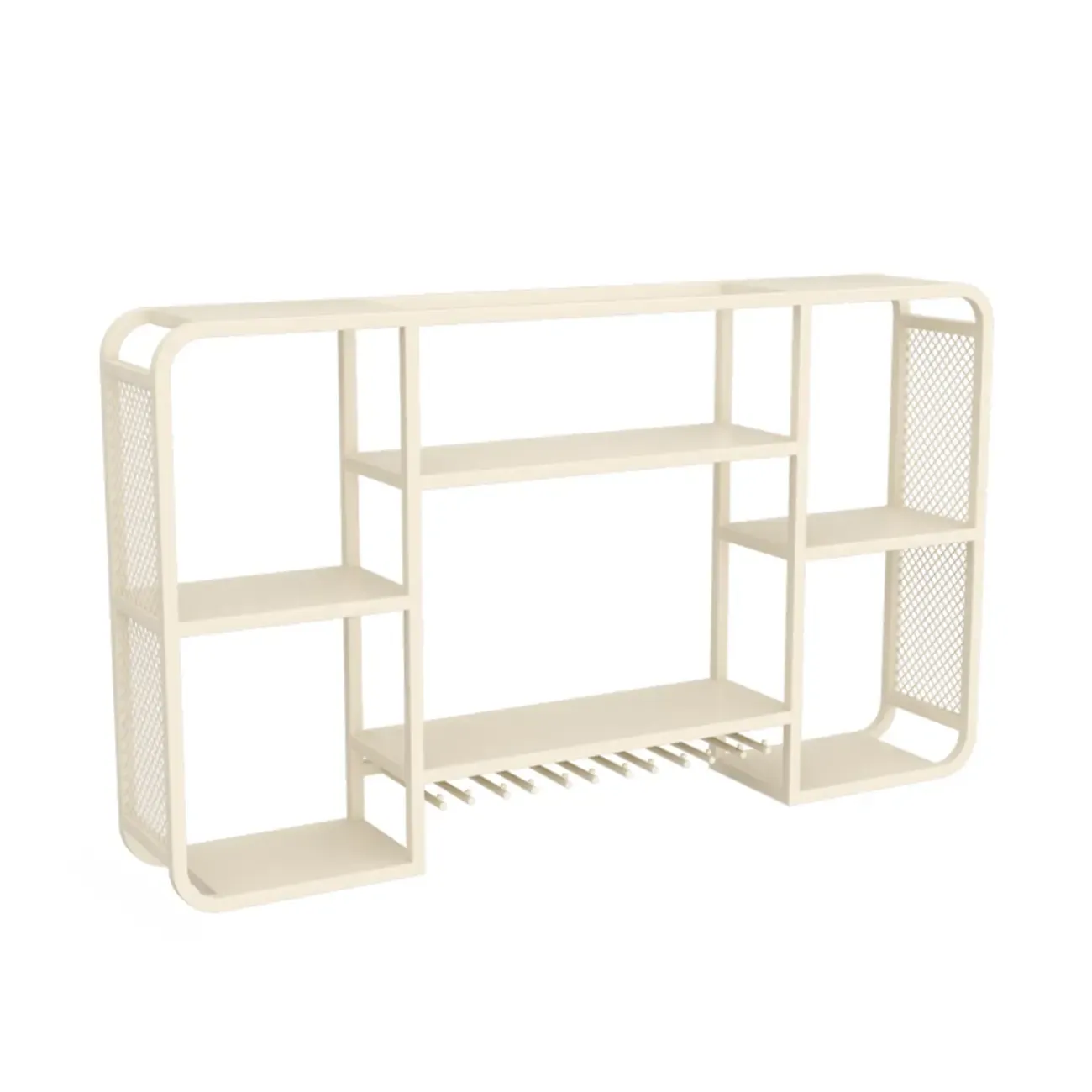 Alloy Wall Mount Wine Holder Bottle with Shelf Image - 8