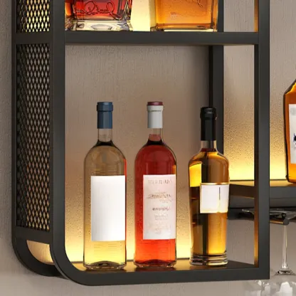 Alloy Wall Mount Wine Holder Bottle with Shelf Image - 5