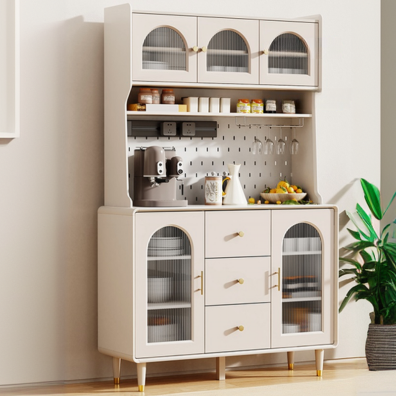 Multi-Functional White Wood Arched Glass Door Sideboard Cabinet | homeyfad