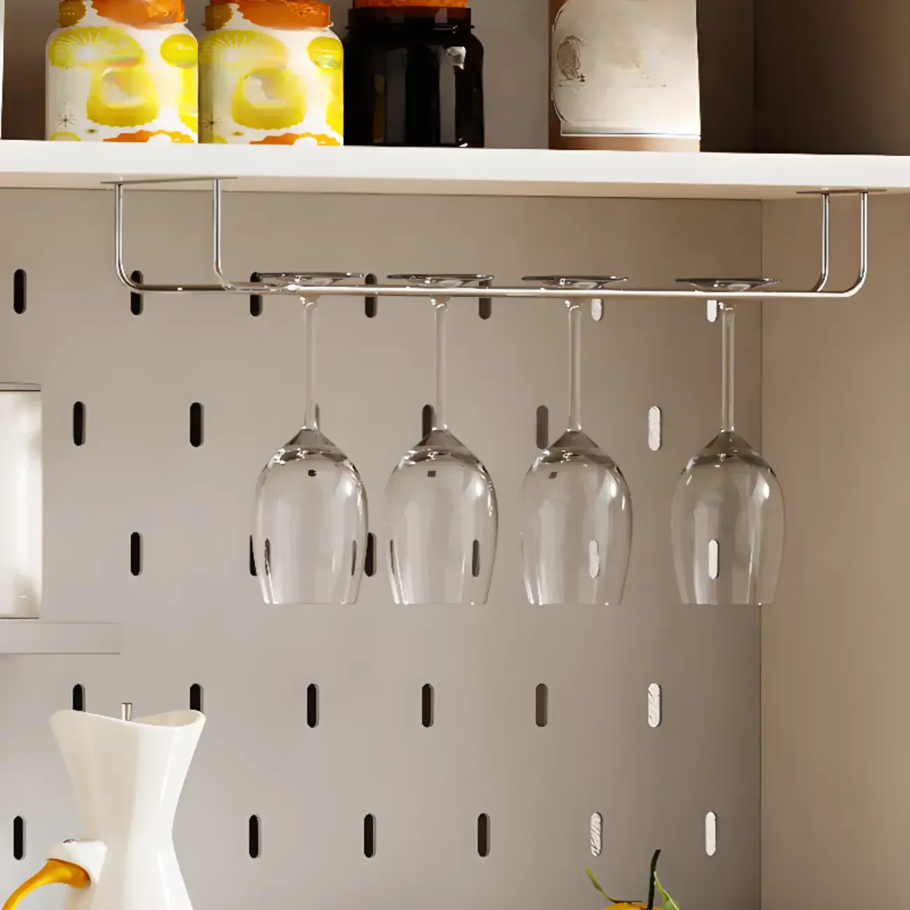 Multi-Functional White Wood Arched Glass Door Sideboard Cabinet Image - 9