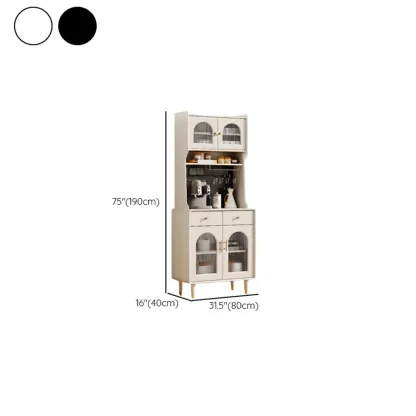 Multi-Functional White Wood Arched Glass Door Sideboard Cabinet #size