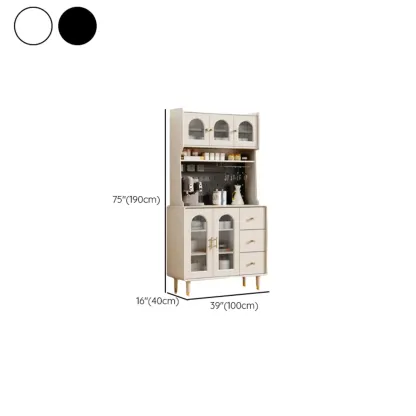 Multi-Functional White Wood Arched Glass Door Sideboard Cabinet Image - 22