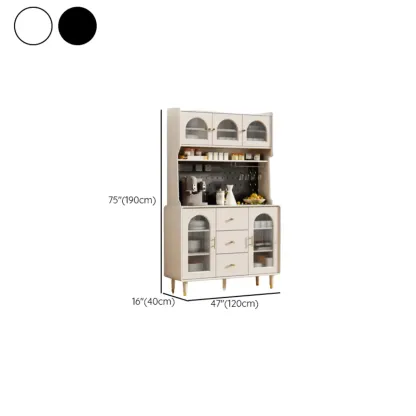 Multi-Functional White Wood Arched Glass Door Sideboard Cabinet Image - 23