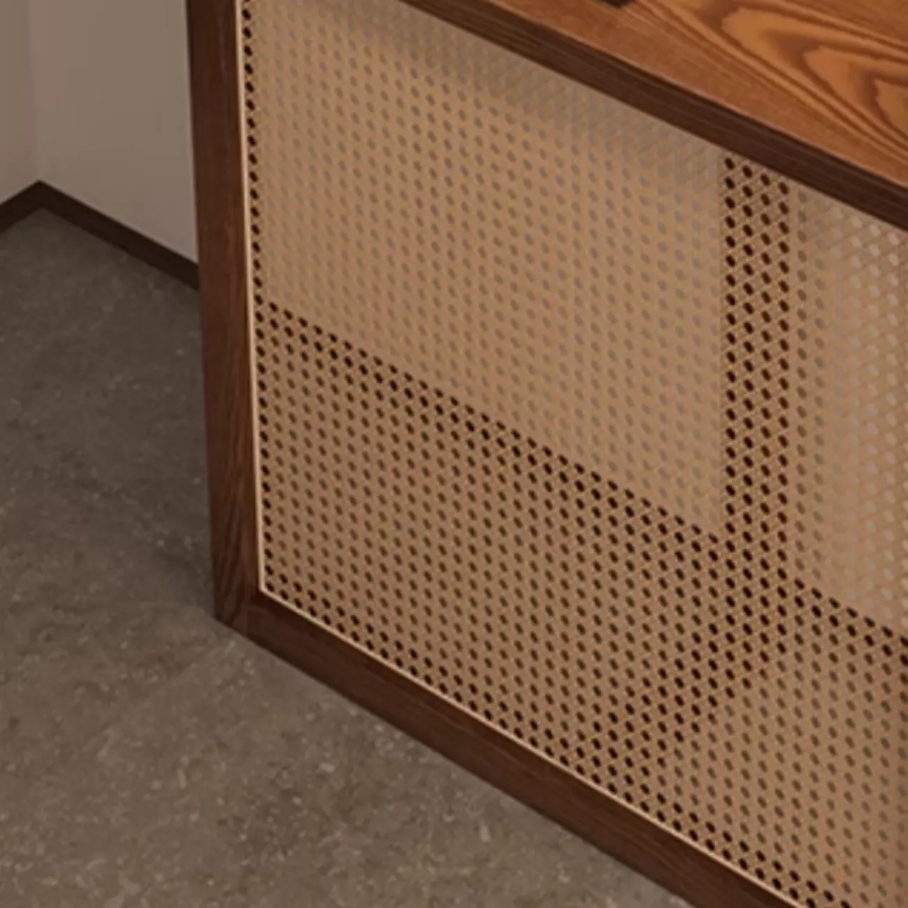 Minimalist Brown Wood Rattan Console Table For Entryway Image - 7 | homeyfad