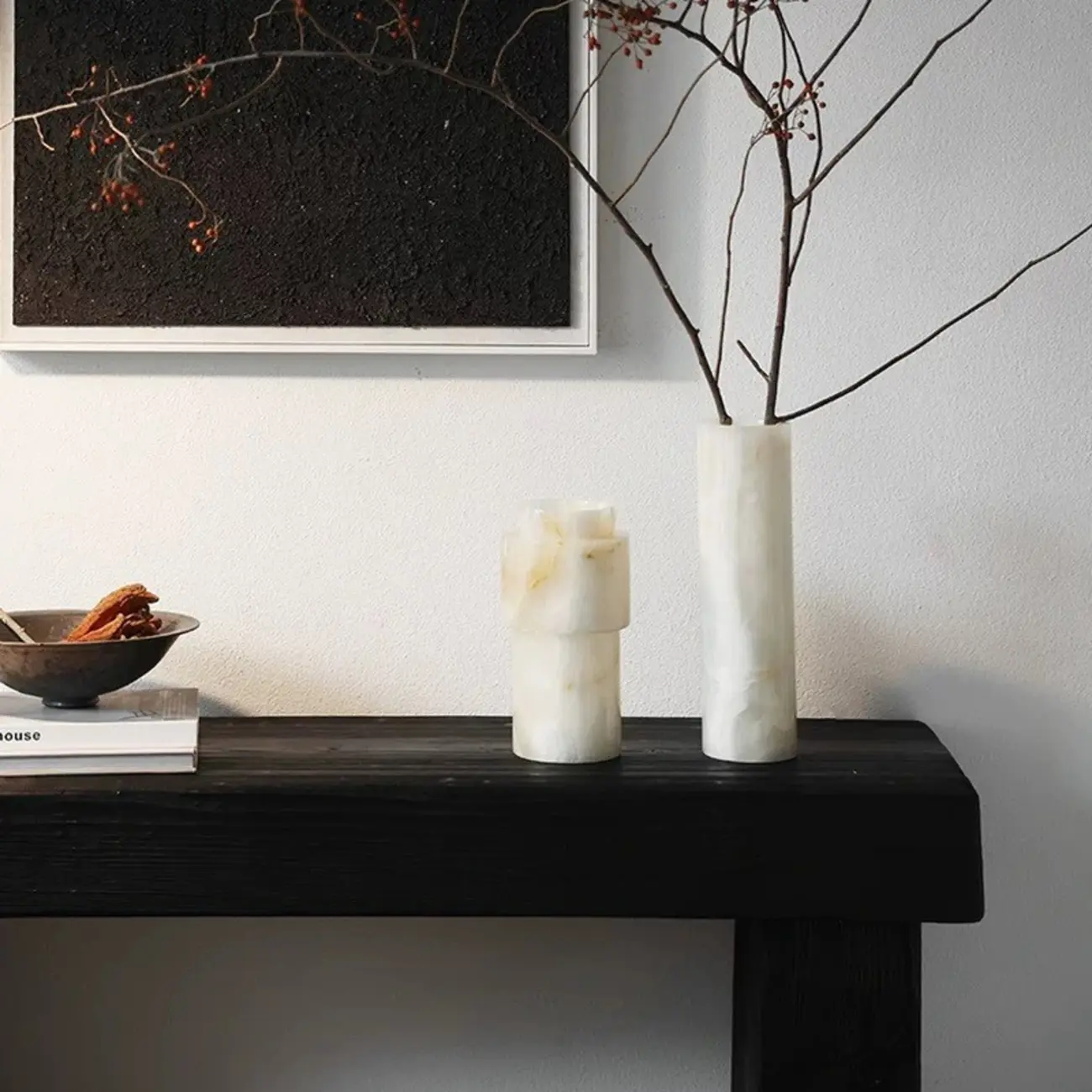 Classic Wooden Black Console Table With Dual Base Image - 3 | homeyfad