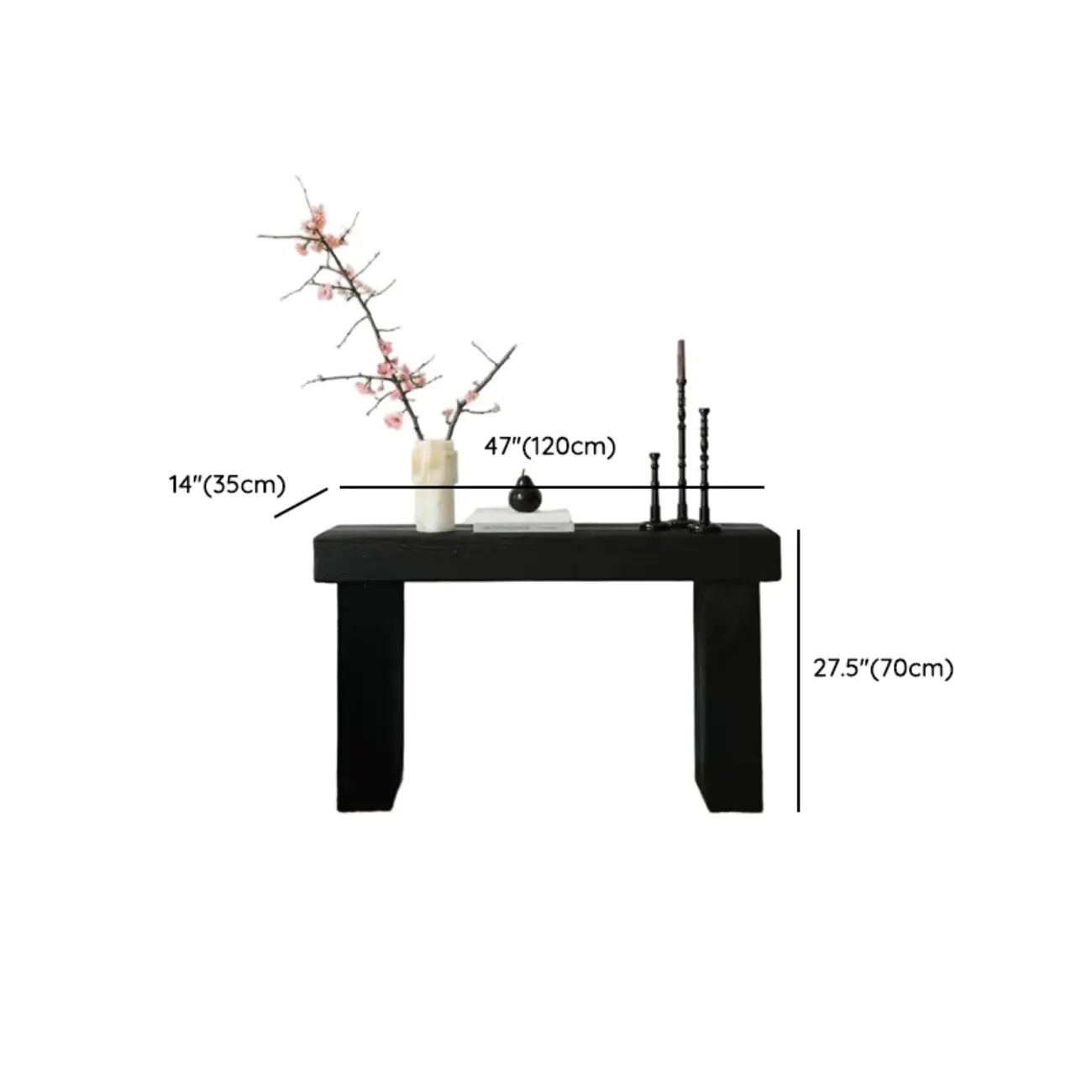 Classic Wooden Black Console Table With Dual Base #size | homeyfad