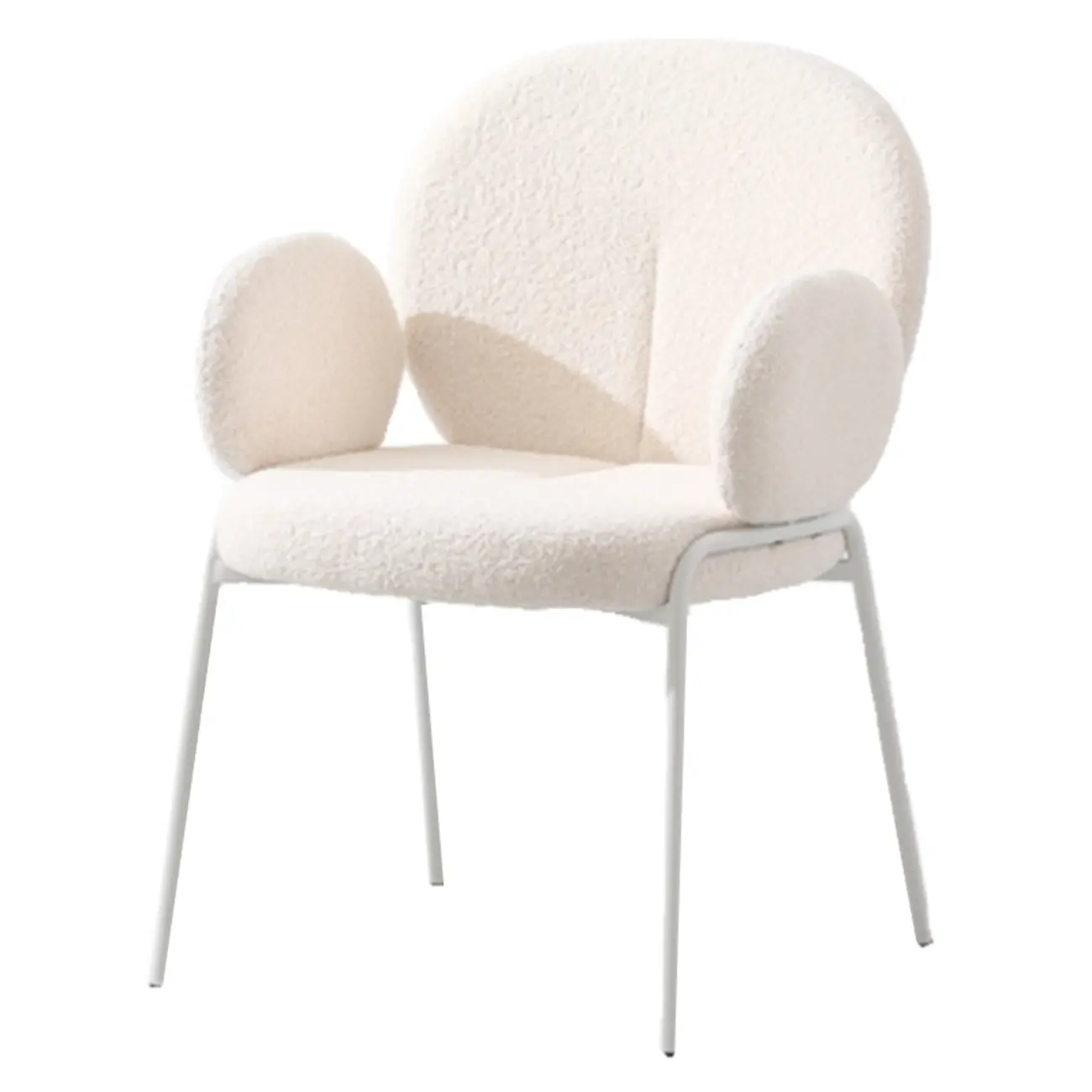 Modern Off-White Upholstered Dining Chair with Armrest Image - 1 | homeyfad