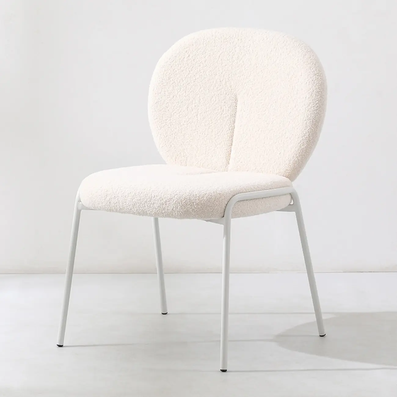 Modern Off-White Upholstered Dining Chair with Armrest Image - 3 | homeyfad