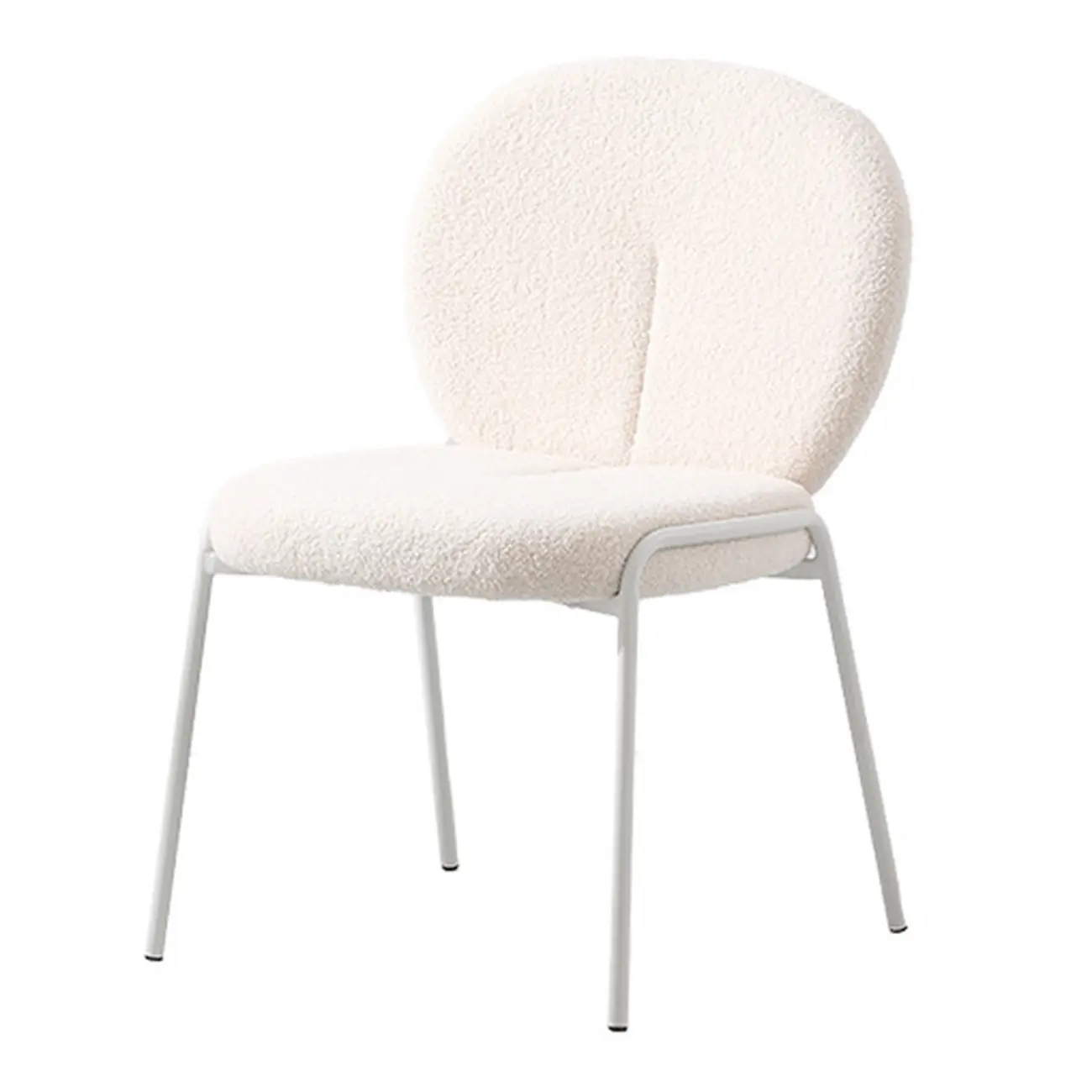 Modern Off-White Upholstered Dining Chair with Armrest Image - 5 | homeyfad