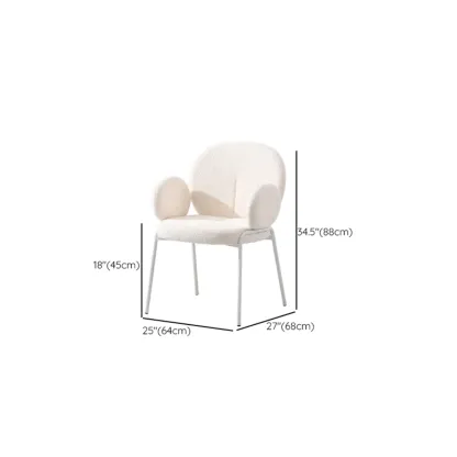 Modern Off-White Upholstered Dining Chair with Armrest #size