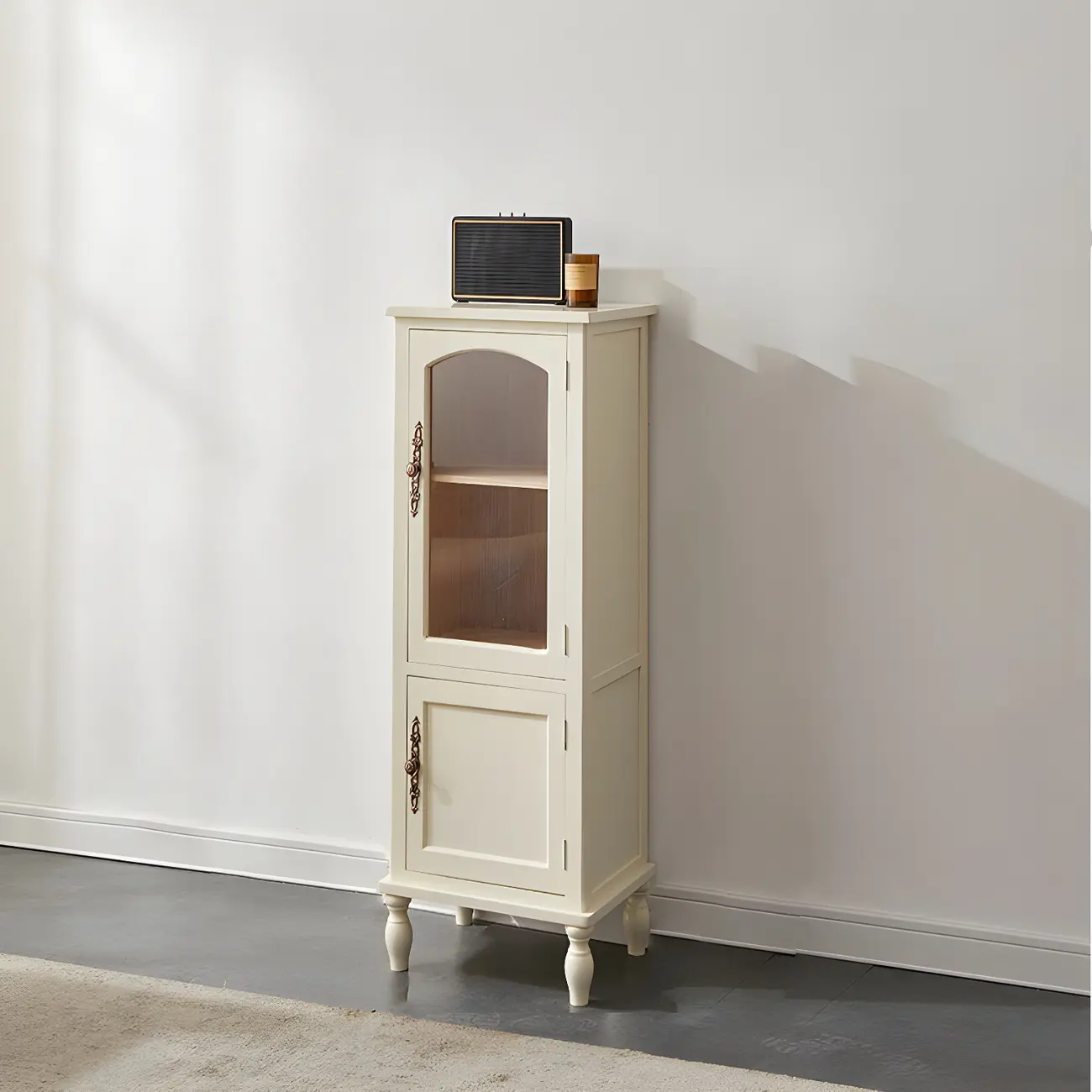 Antique Wooden Storage Walnut Narrow Buffet Cabinet Image - 6 | homeyfad