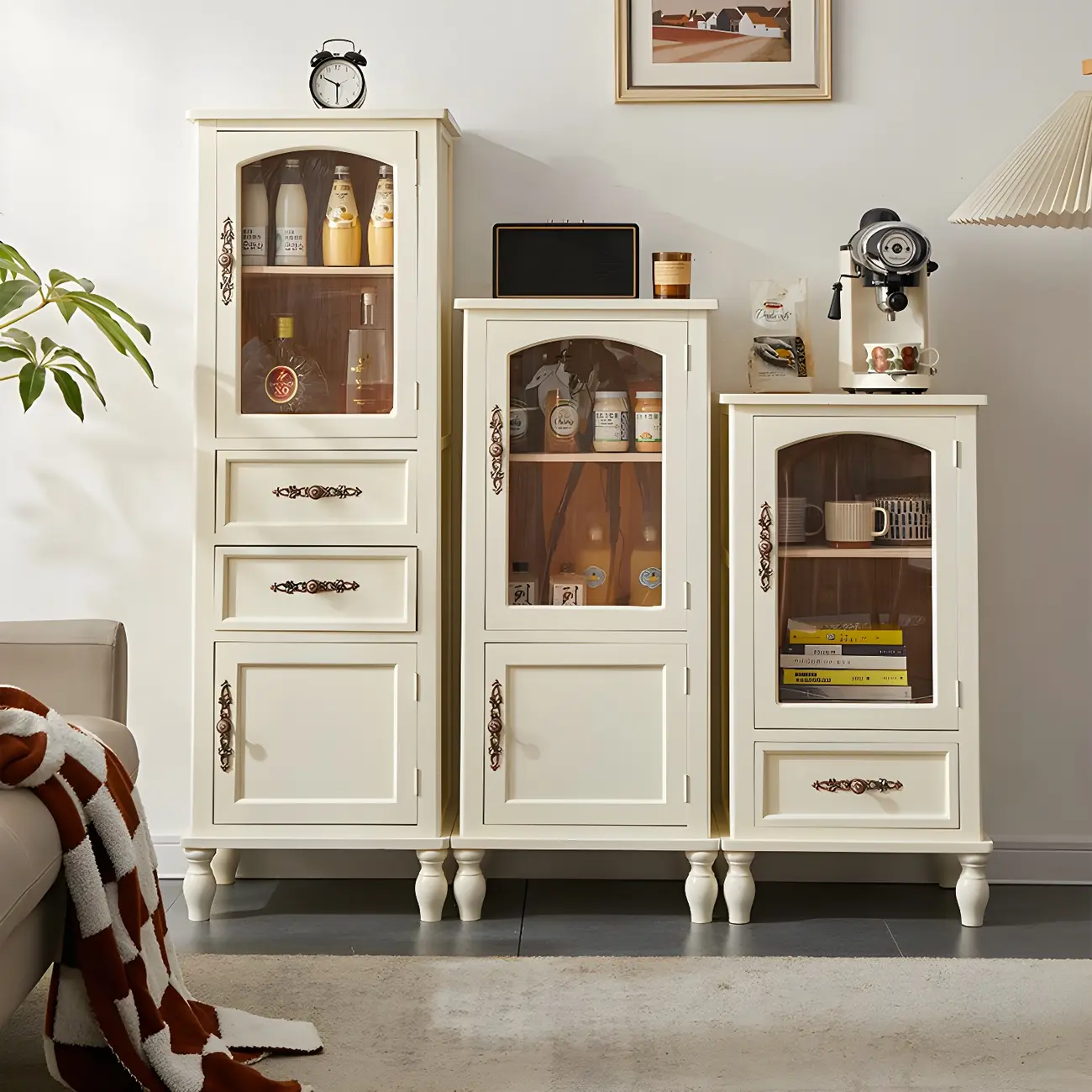 Antique Wooden Storage Walnut Narrow Buffet Cabinet Image - 2 | homeyfad