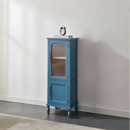 Antique Wooden Storage Walnut Narrow Buffet Cabinet Image - 11