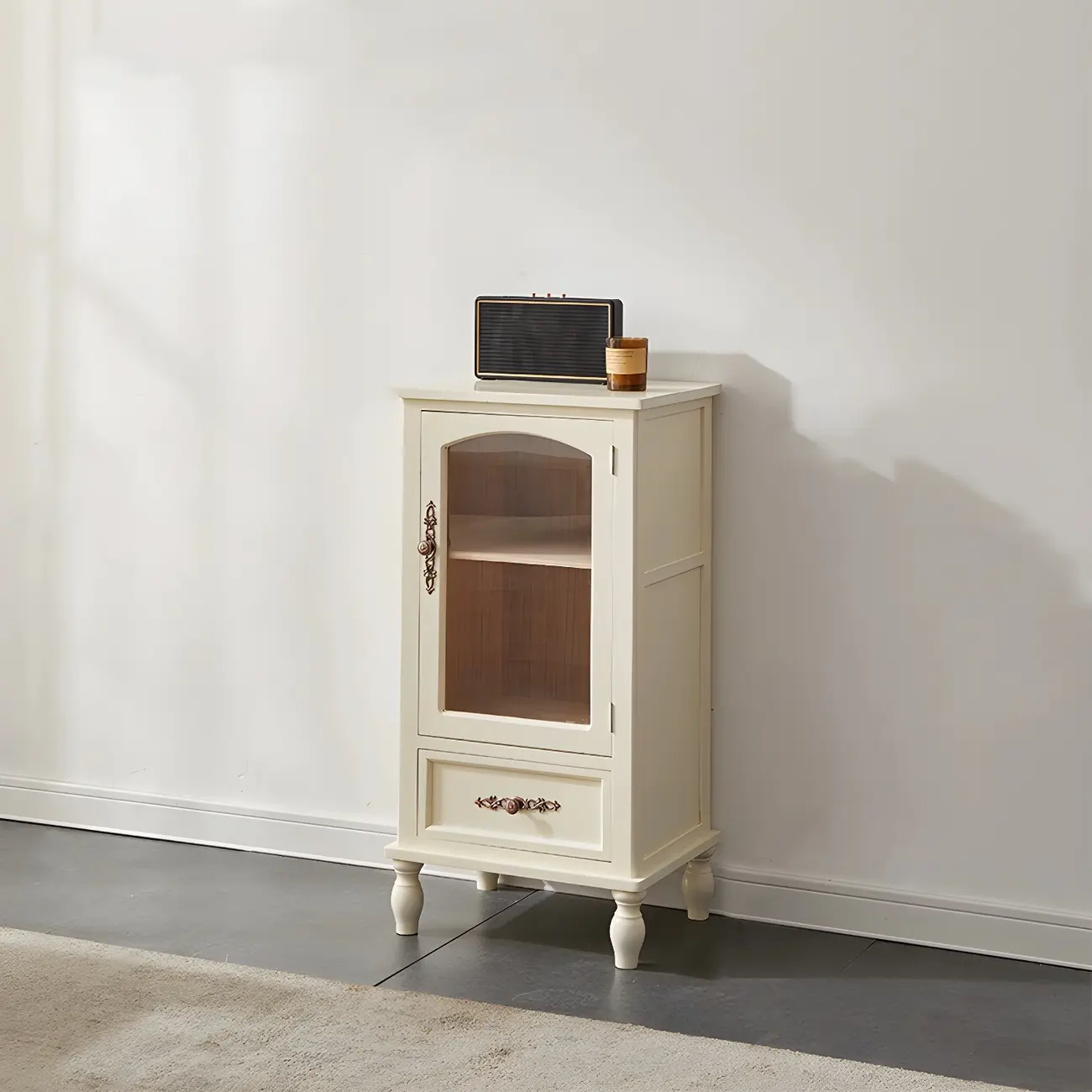 Antique Wooden Storage Walnut Narrow Buffet Cabinet Image - 13 | homeyfad