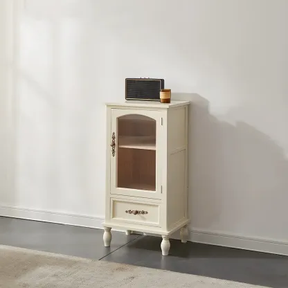 Antique Wooden Storage Walnut Narrow Buffet Cabinet Image - 13