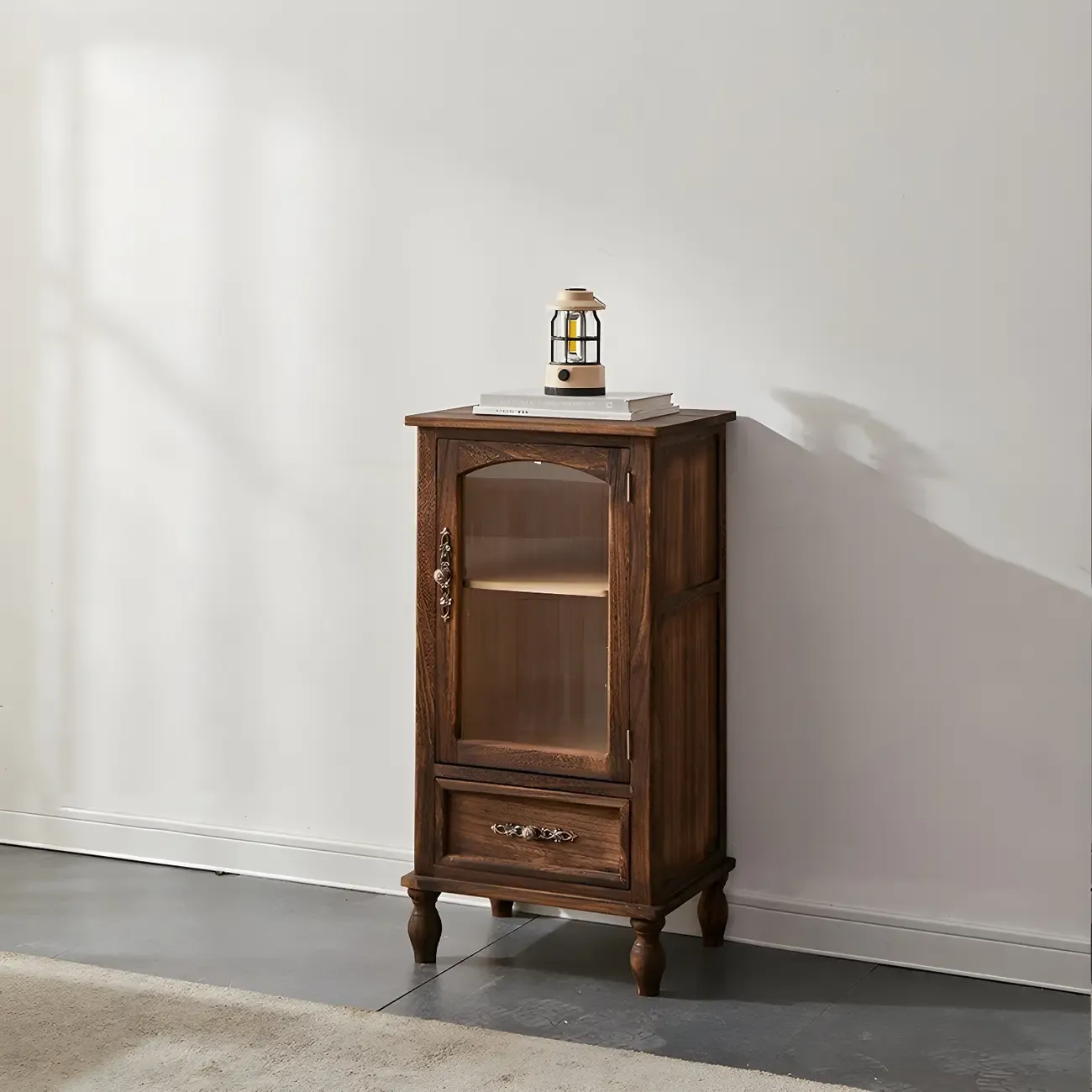 Antique Wooden Storage Walnut Narrow Buffet Cabinet | HomeyFad