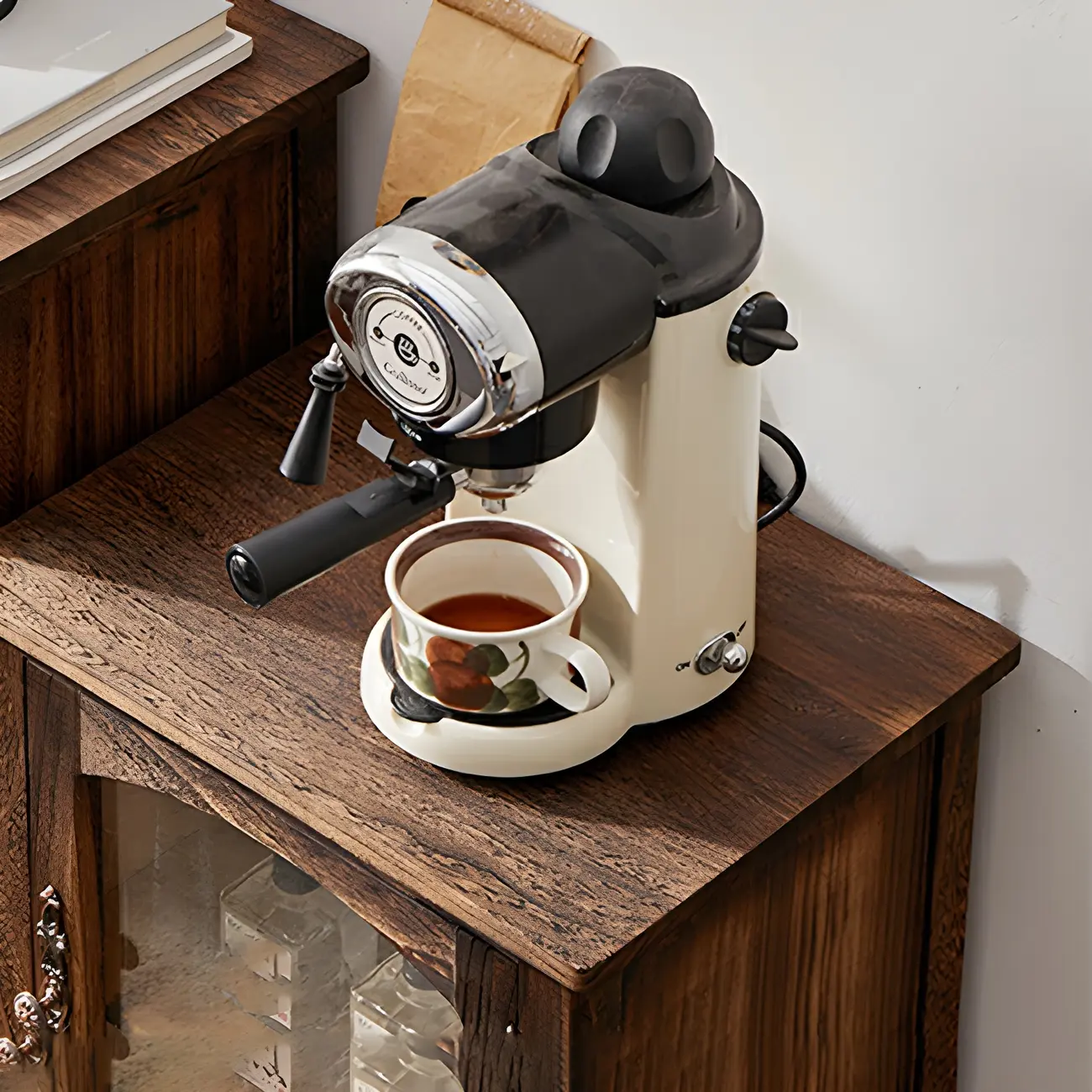 Antique Wooden Storage Walnut Narrow Buffet Cabinet Image - 15 | homeyfad