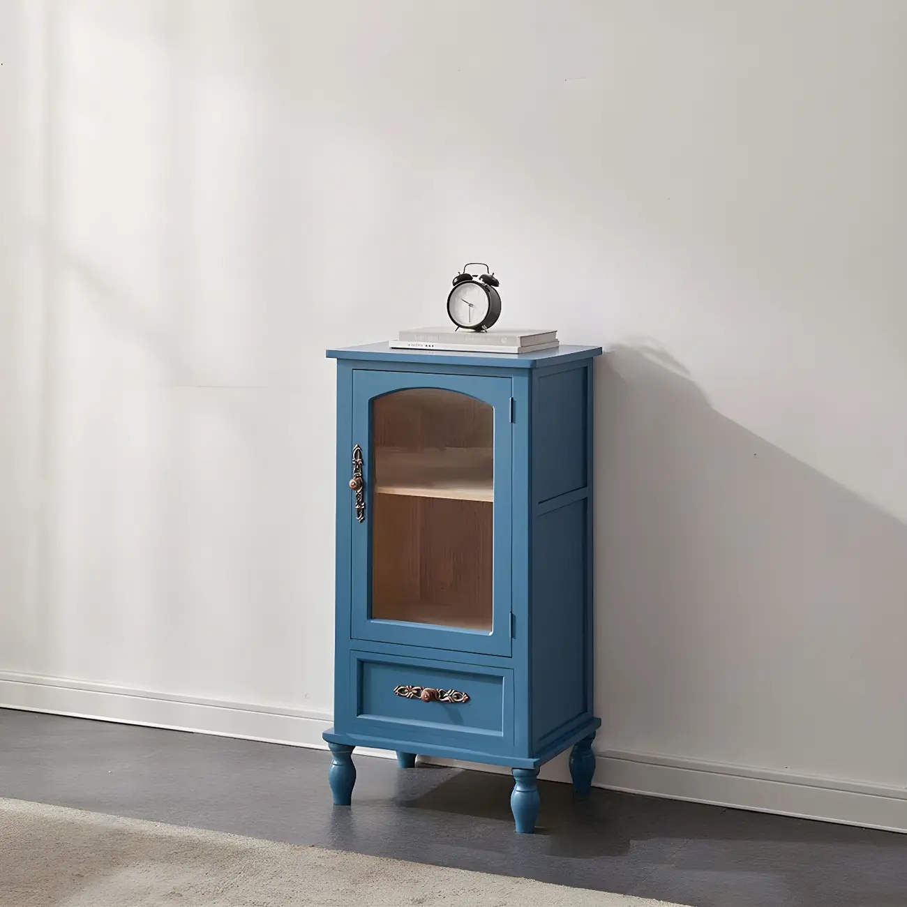 Antique Wooden Storage Walnut Narrow Buffet Cabinet Image - 16 | homeyfad