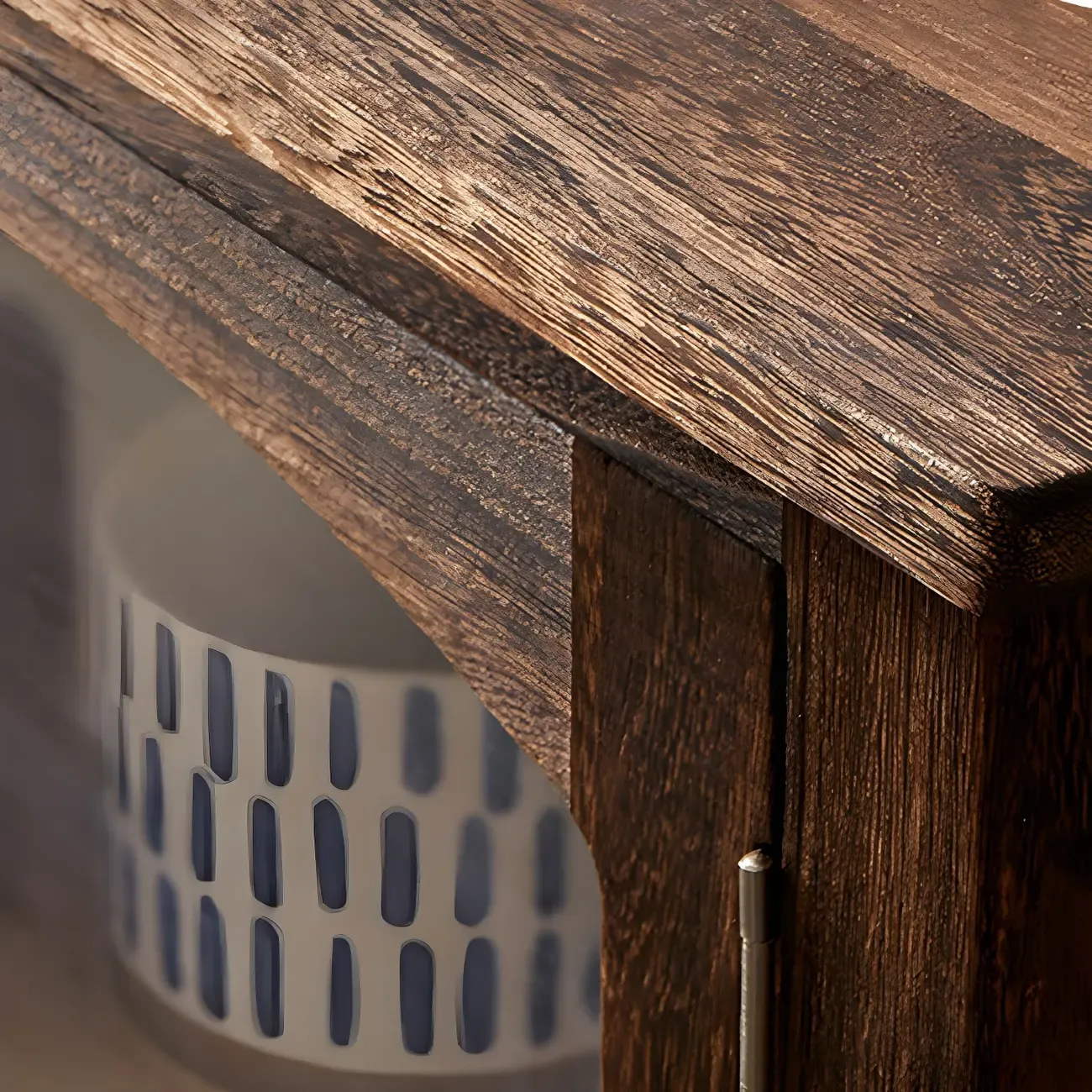 Antique Wooden Storage Walnut Narrow Buffet Cabinet Image - 9