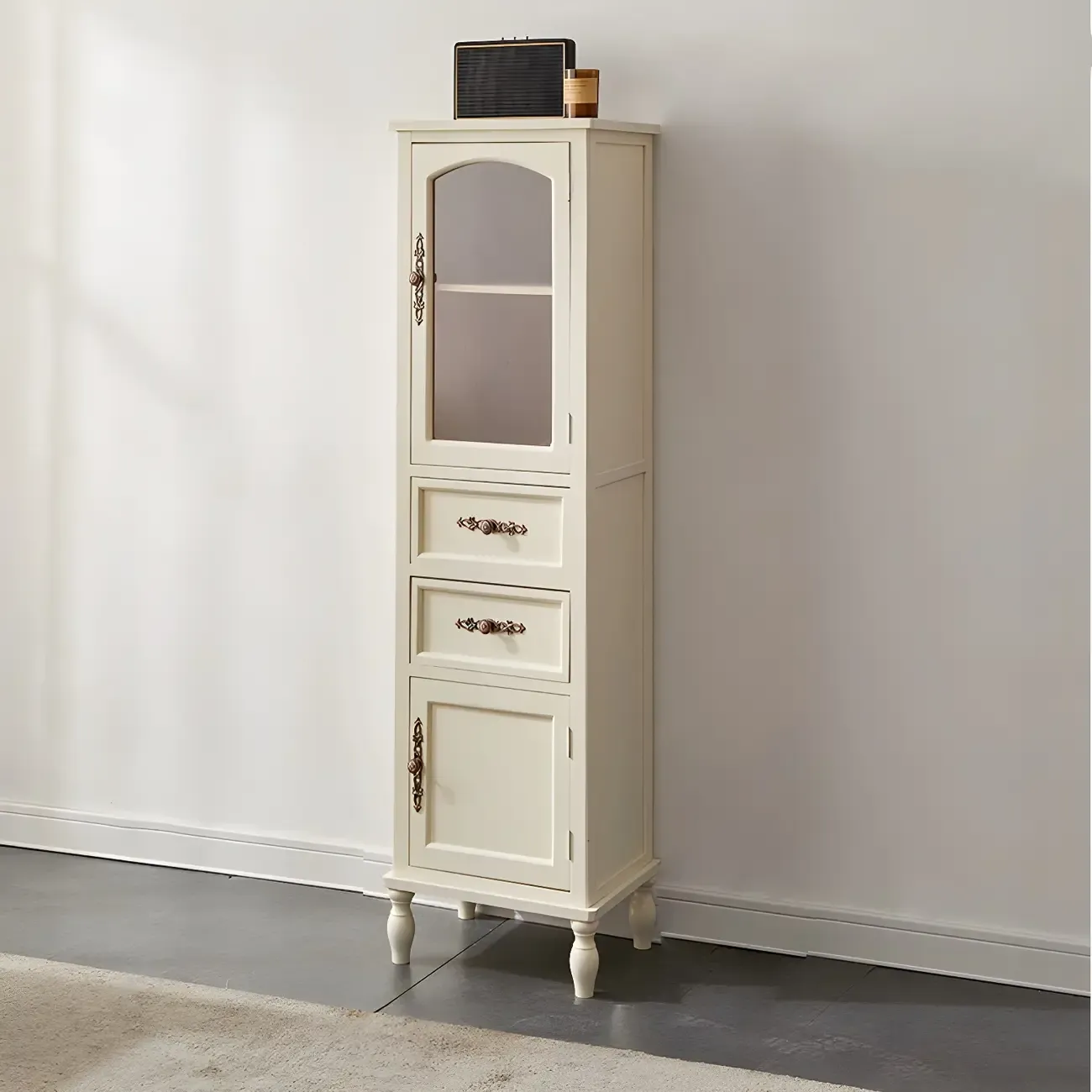 Antique Wooden Storage Walnut Narrow Buffet Cabinet Image - 18