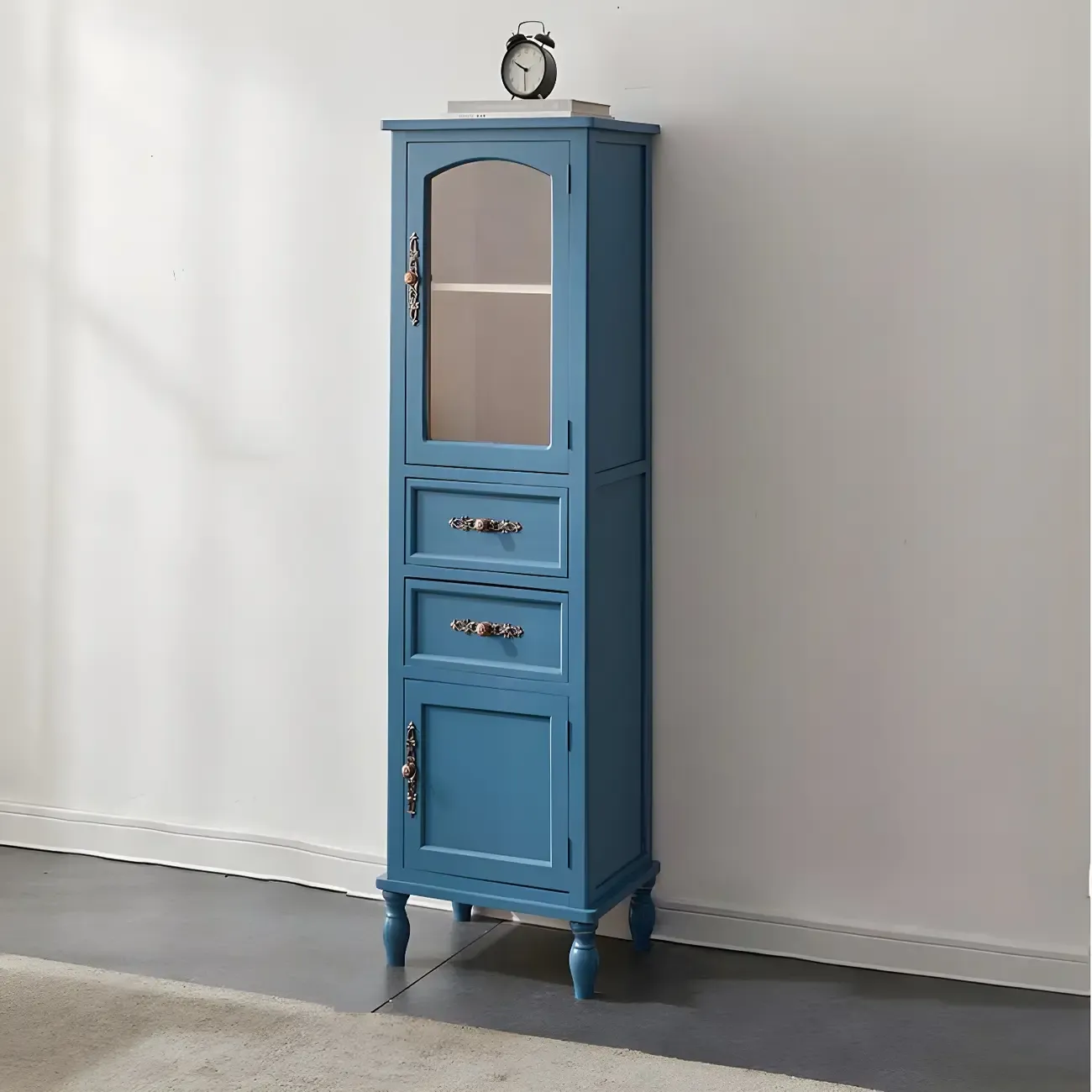 Antique Wooden Storage Walnut Narrow Buffet Cabinet Image - 20