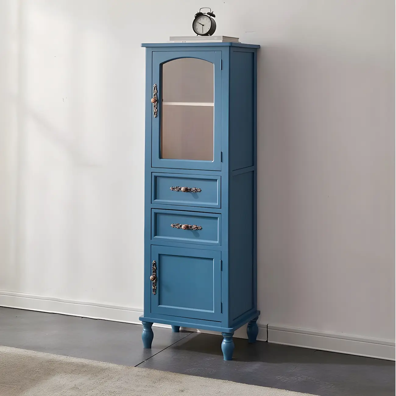 Antique Wooden Storage Walnut Narrow Buffet Cabinet Image - 24 | homeyfad