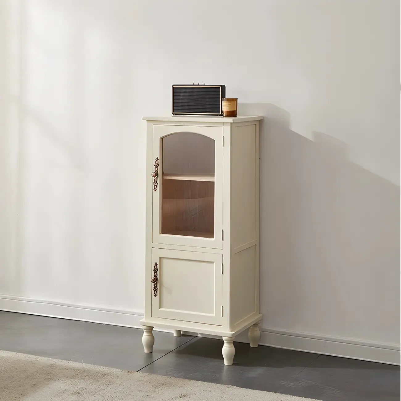 Antique Wooden Storage Walnut Narrow Buffet Cabinet Image - 26