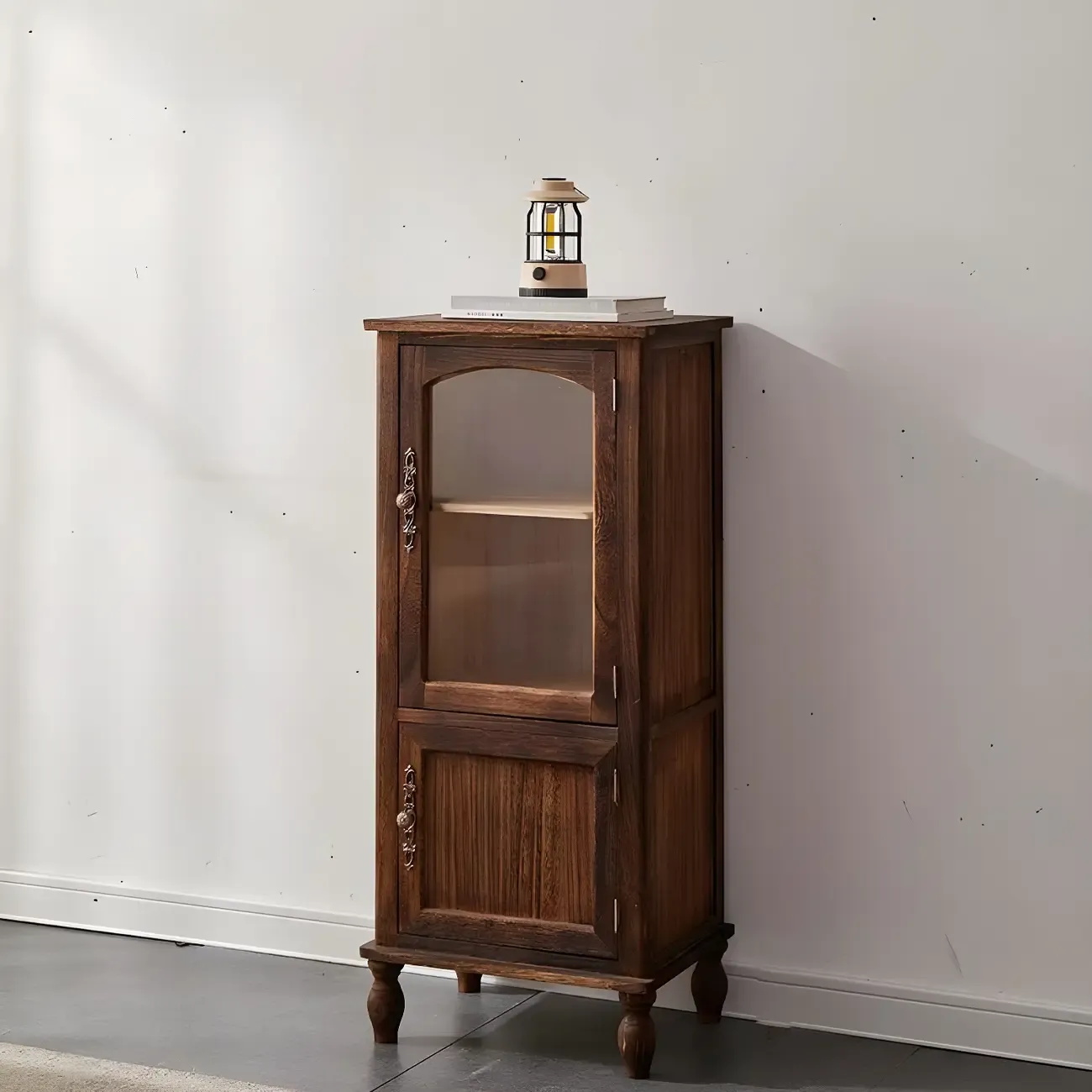 Antique Wooden Storage Walnut Narrow Buffet Cabinet Image - 27