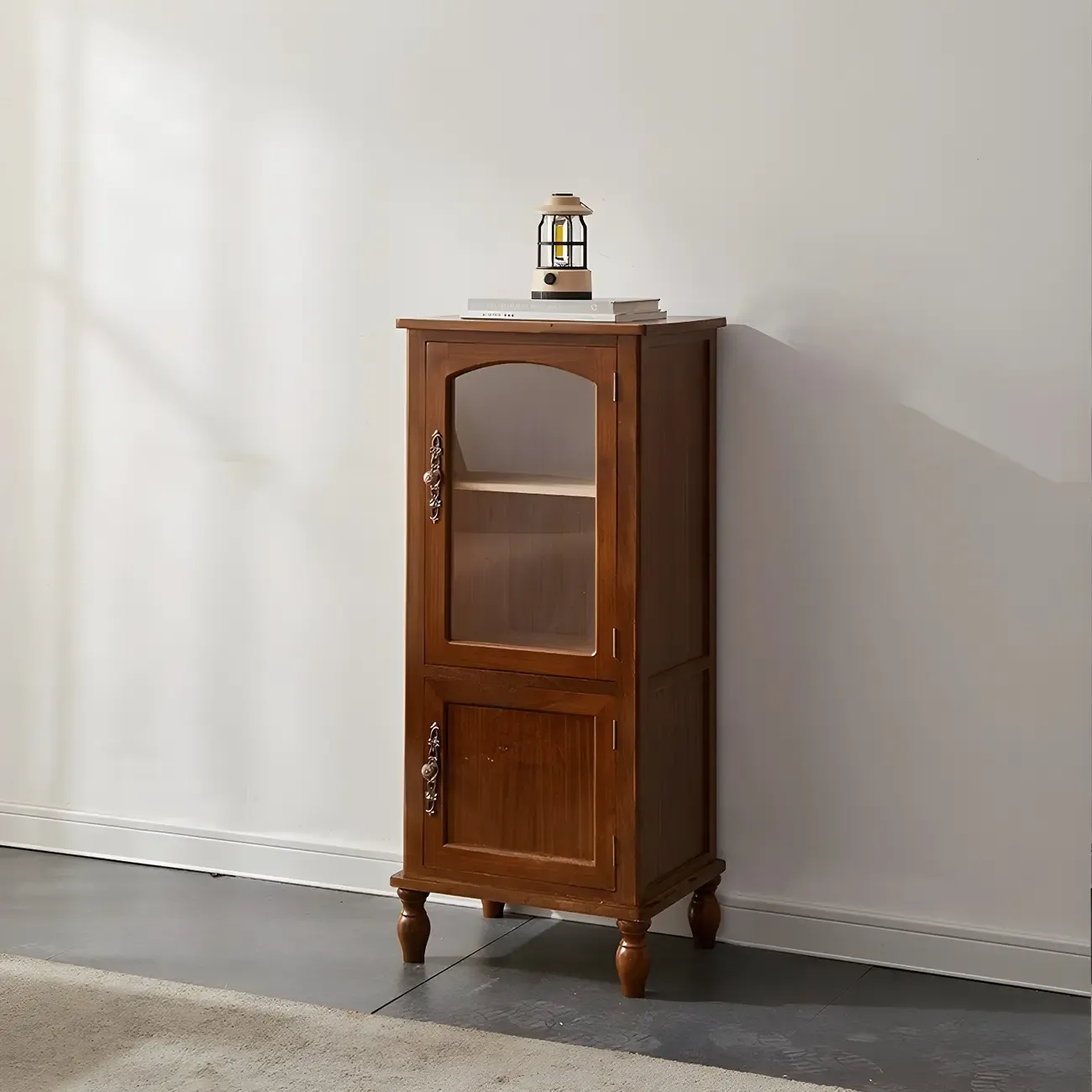 Antique Wooden Storage Walnut Narrow Buffet Cabinet Image - 29