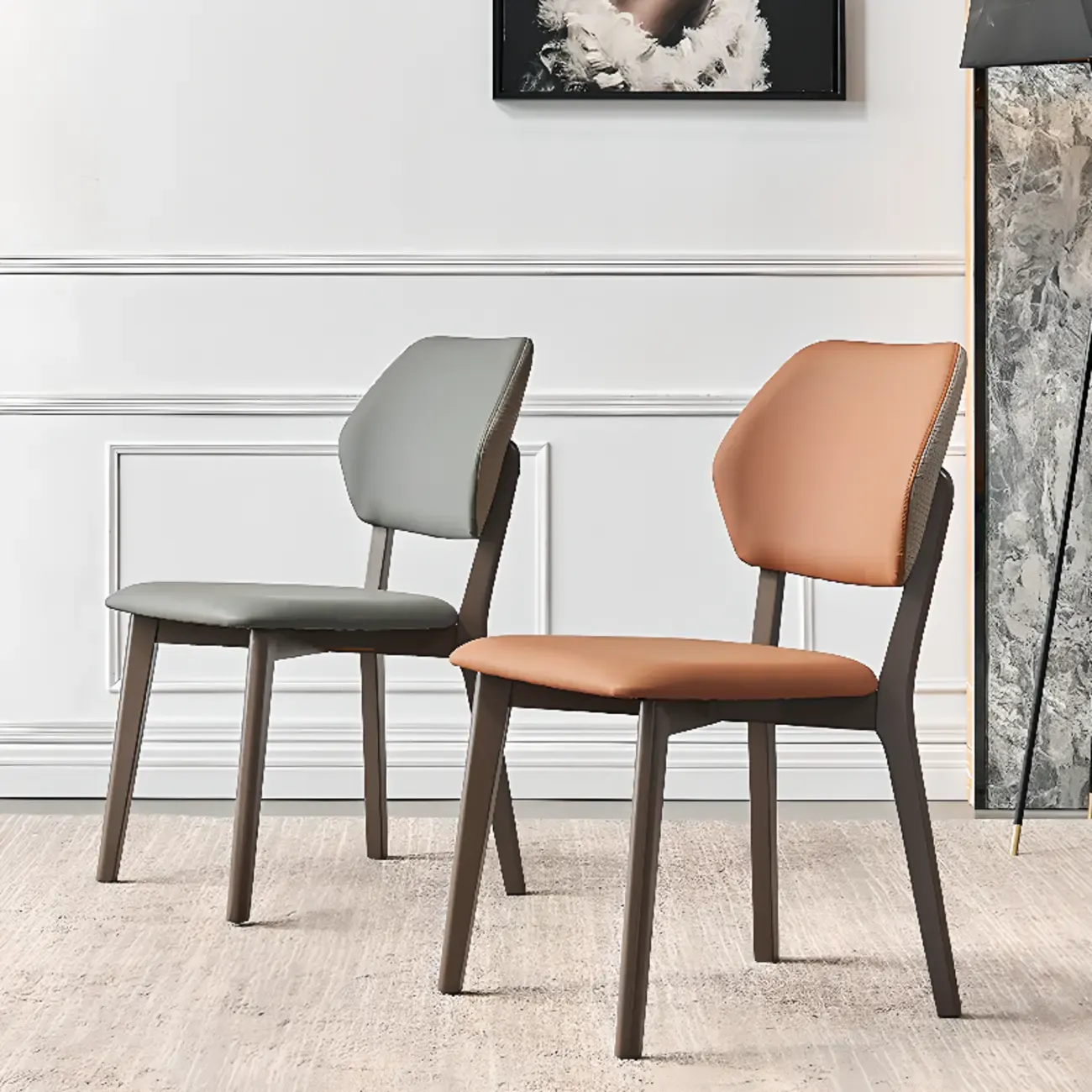 Modern Upholstered Dining Chair with Metal Legs Image - 1