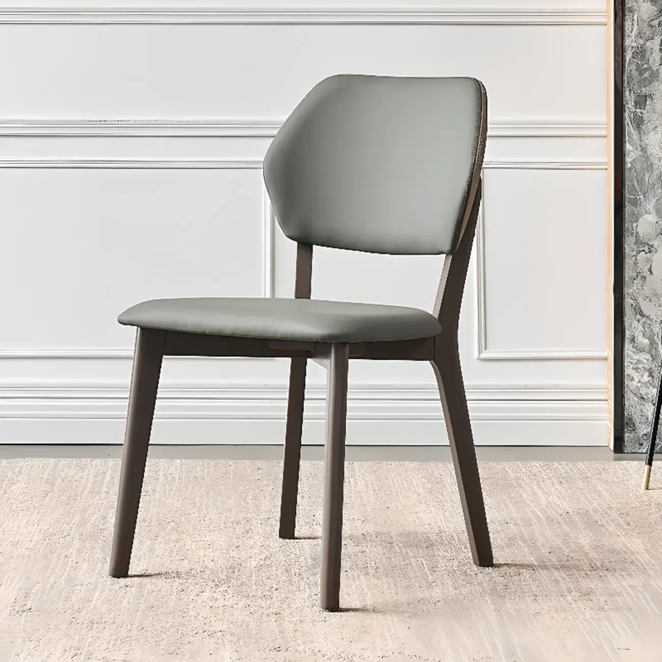 Modern Upholstered Dining Chair with Metal Legs Image - 2