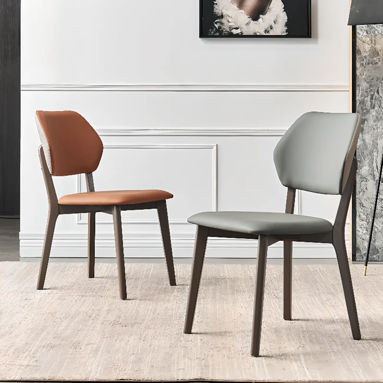 Modern Upholstered Dining Chair with Metal Legs Image - 4 | homeyfad