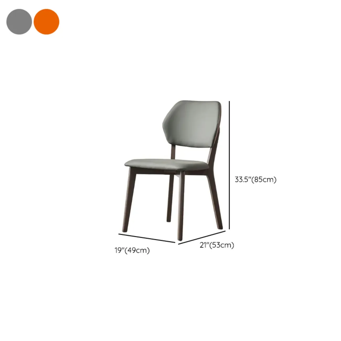 Modern Upholstered Dining Chair with Metal Legs #size