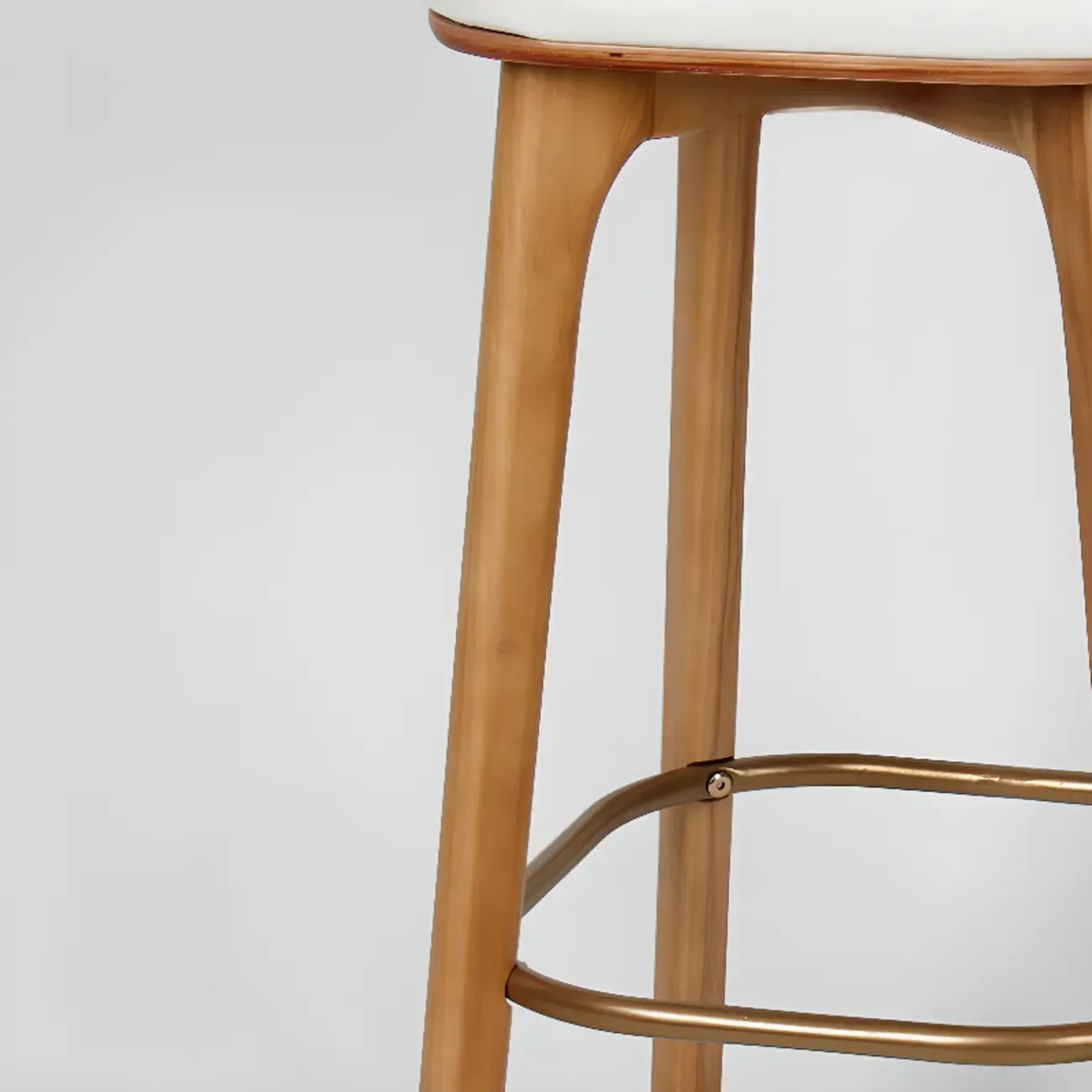 Rustic Square Leather Brown Wooden Bar Stools Image - 7