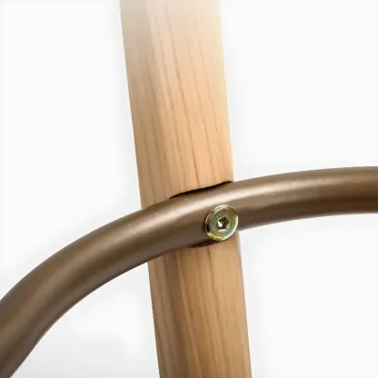 Rustic Square Leather Brown Wooden Bar Stools Image - 8