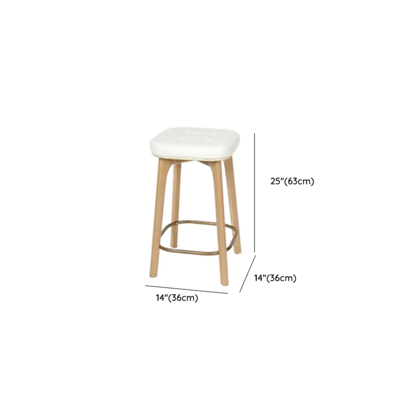 Rustic Square Leather Brown Wooden Bar Stools #size