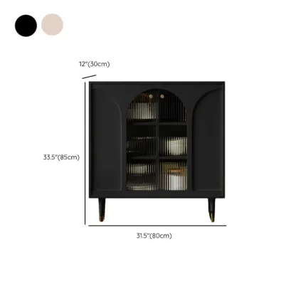 Narrow Black Wooden Glass-Panel Door Buffet Cabinet #size