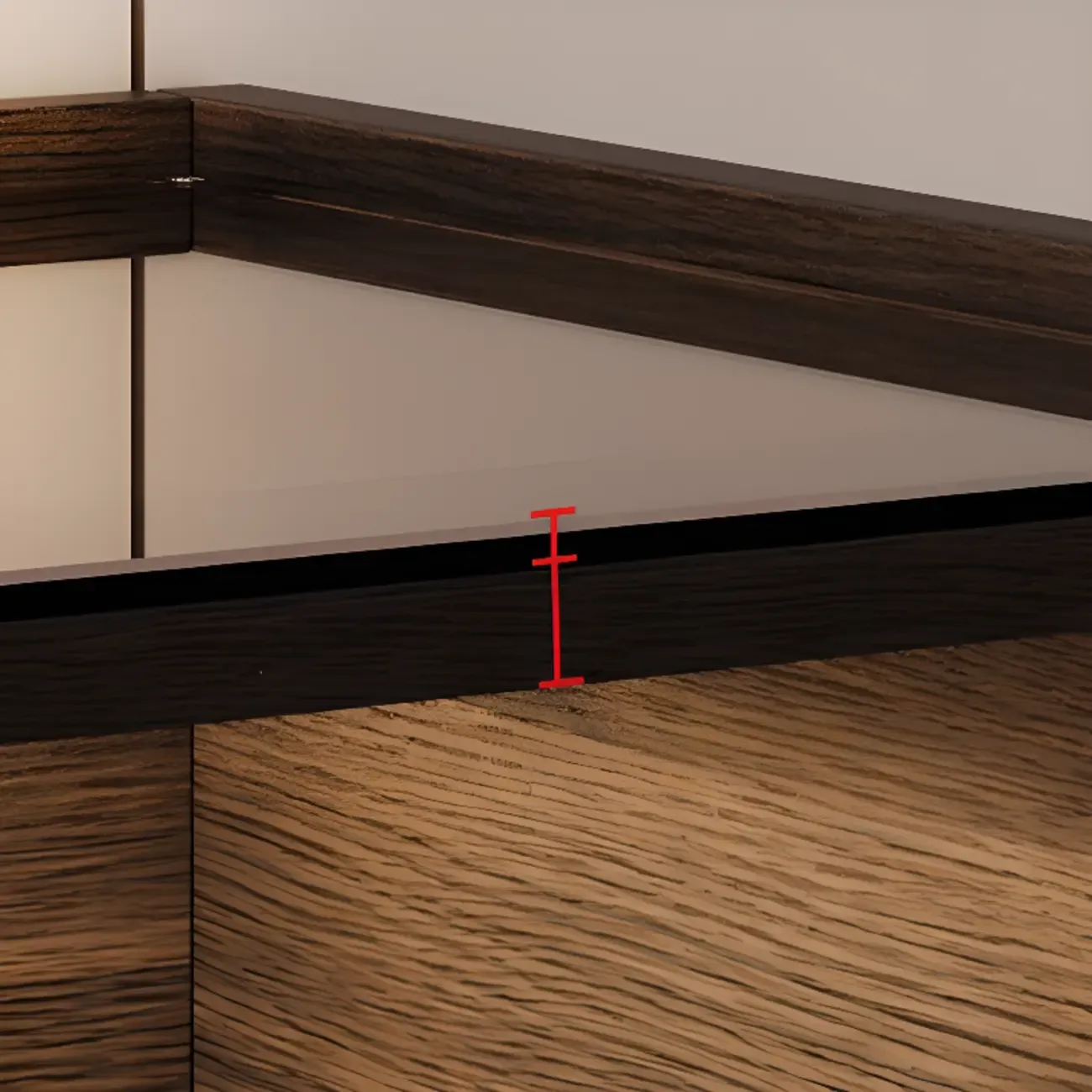 Narrow Black Glass Top 2-Drawer Wood Nightstand with Light Image - 9