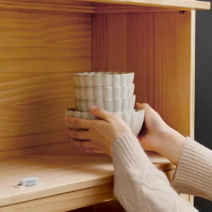 Kitchen Natural Wooden Multi-Shelf China Cabinet Image - 12