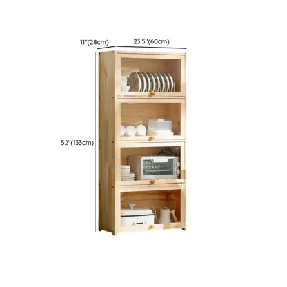 Kitchen Natural Wooden Multi-Shelf China Cabinet Image - 16