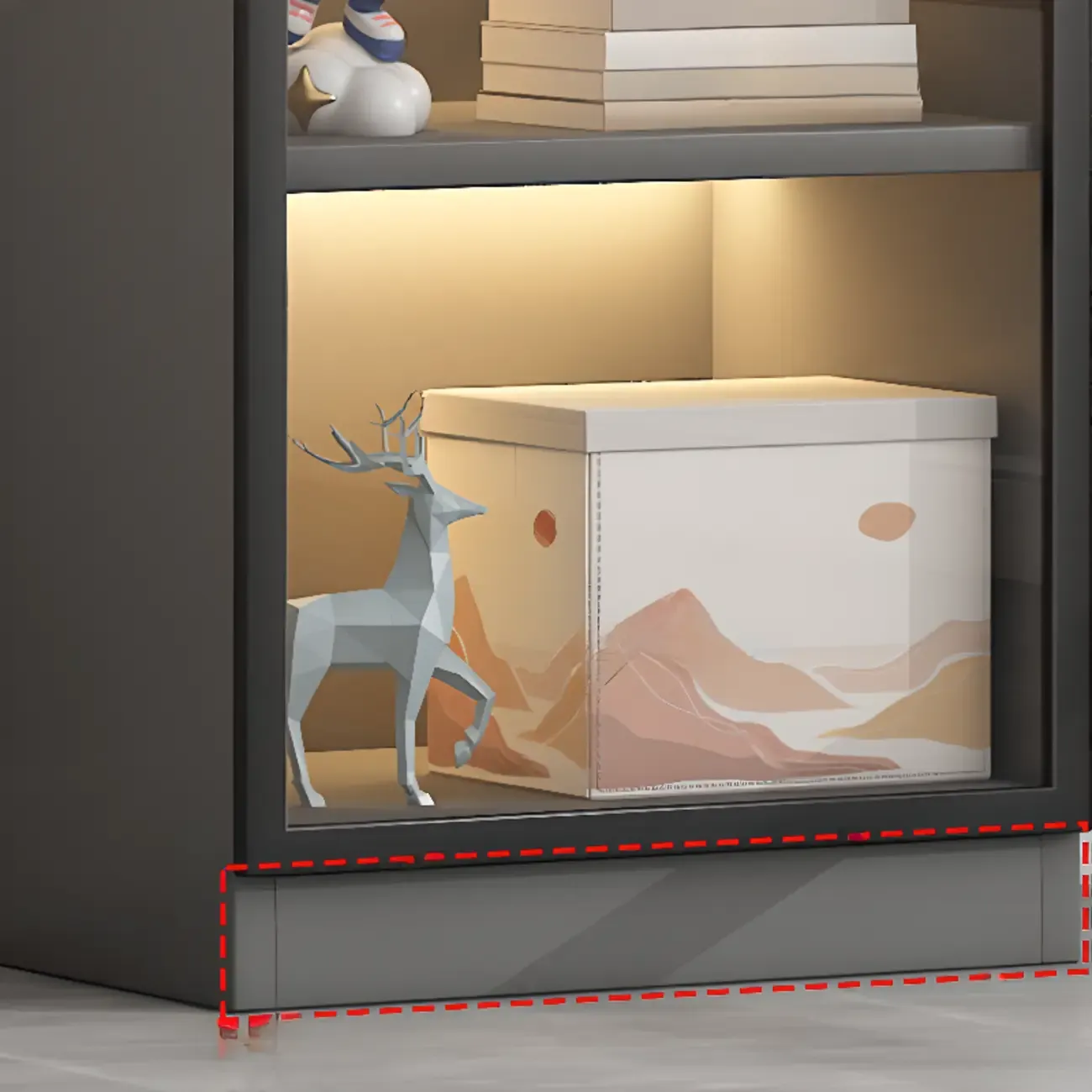 Simple Glass Wood Lighted Display Cabinet for Collections Image - 4