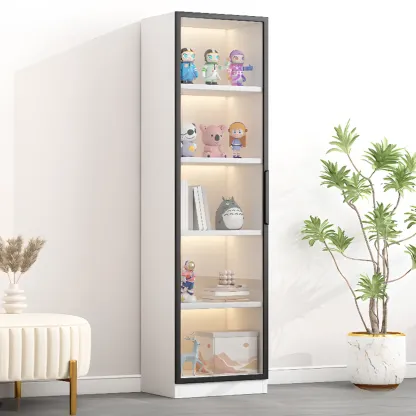 Simple Glass Wood Lighted Display Cabinet for Collections Image - 13