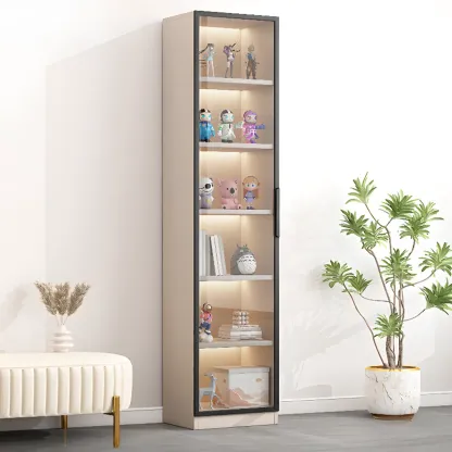 Simple Glass Wood Lighted Display Cabinet for Collections Image - 15