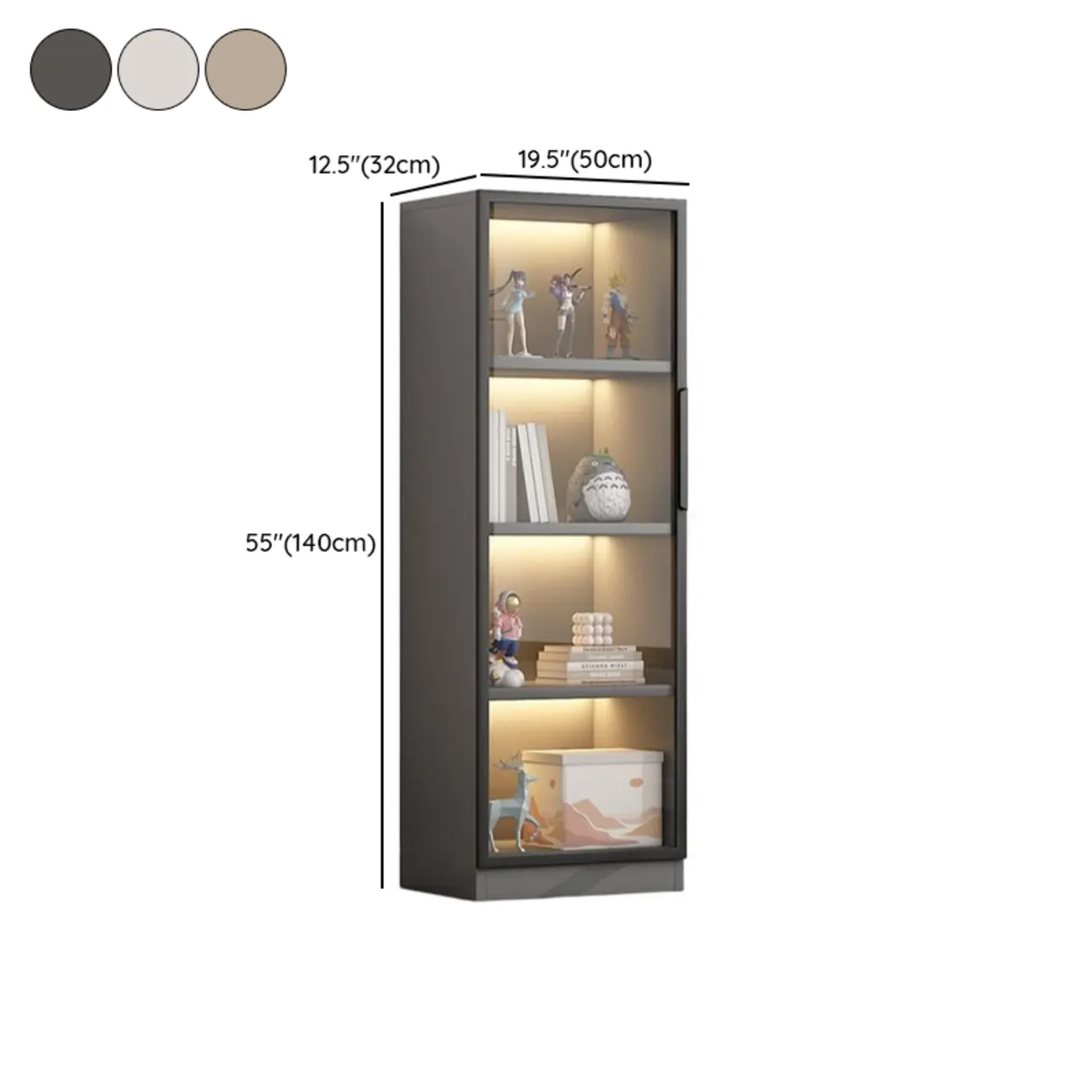 Simple Glass Wood Lighted Display Cabinet for Collections Image - 22 | homeyfad